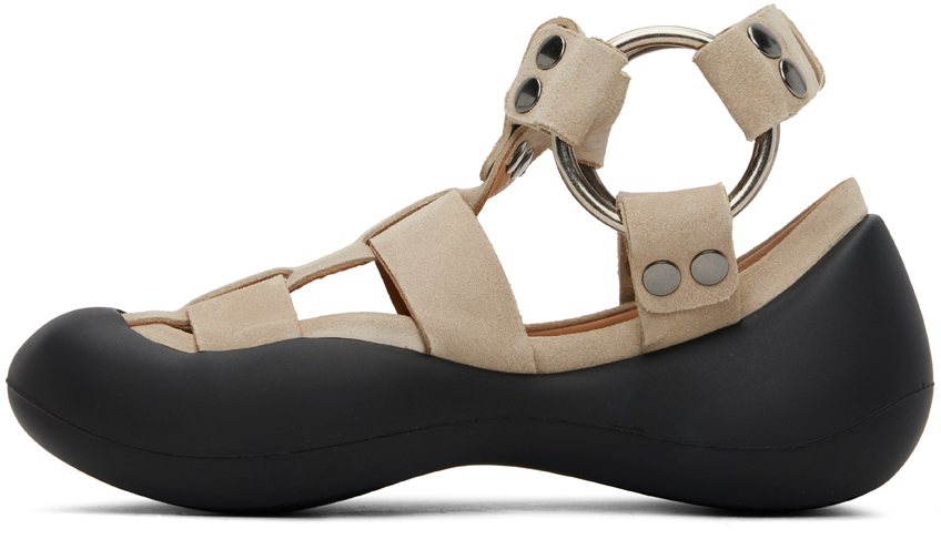 Jw Anderson Bubble Suede Flat Sandals In 17512-250-beige