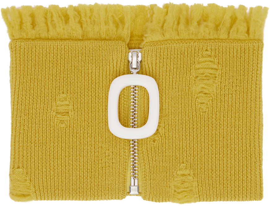 Jw Anderson Fringe-detail Zipped Neckband In Yellow