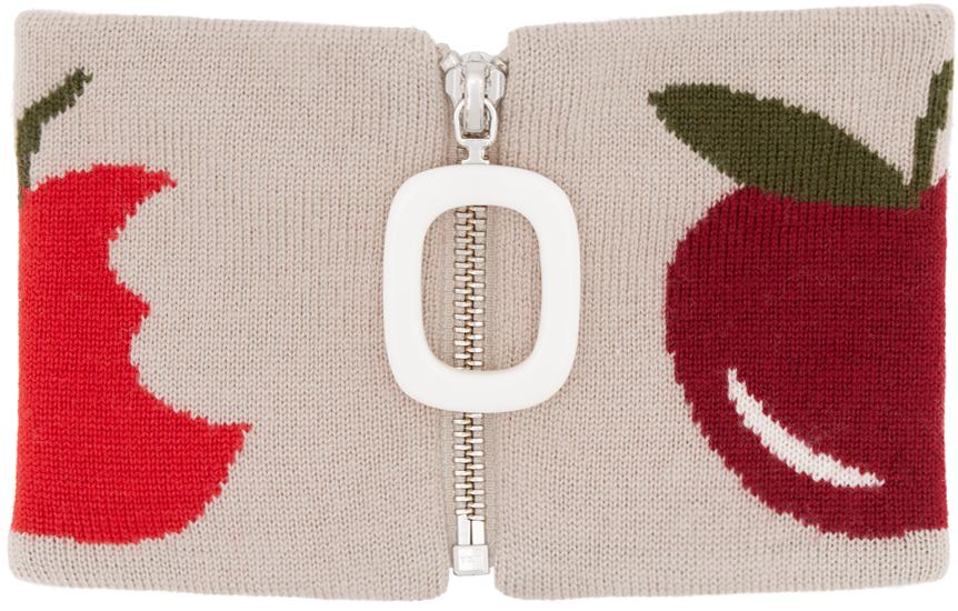 Jw Anderson Graphic-intarsia Neck Band In Neutrals