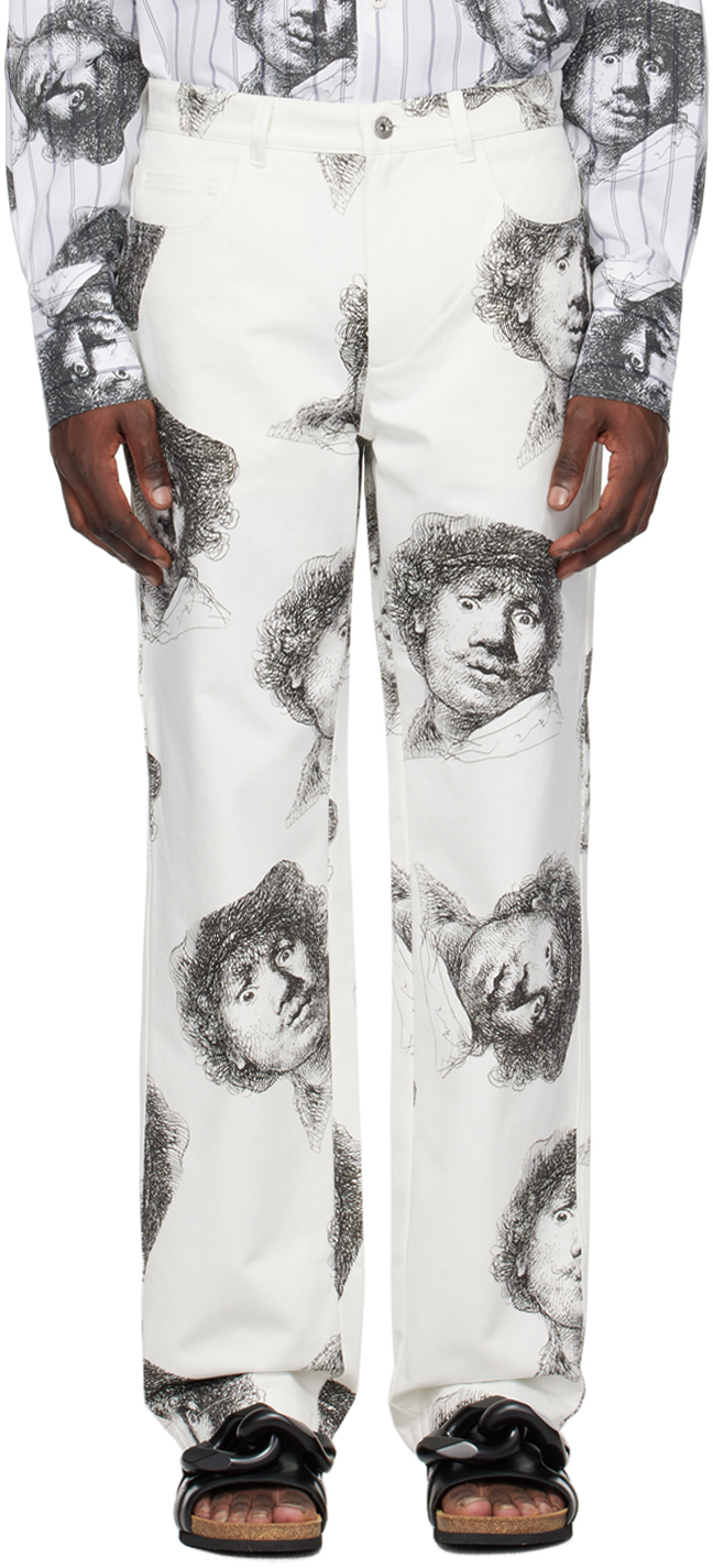 JW Anderson White Printed Jeans