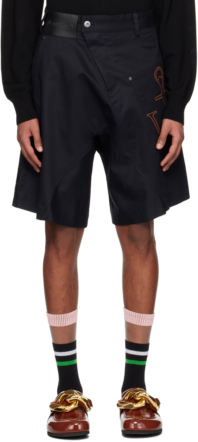 JW Anderson: Navy Twisted Shorts | SSENSE UK