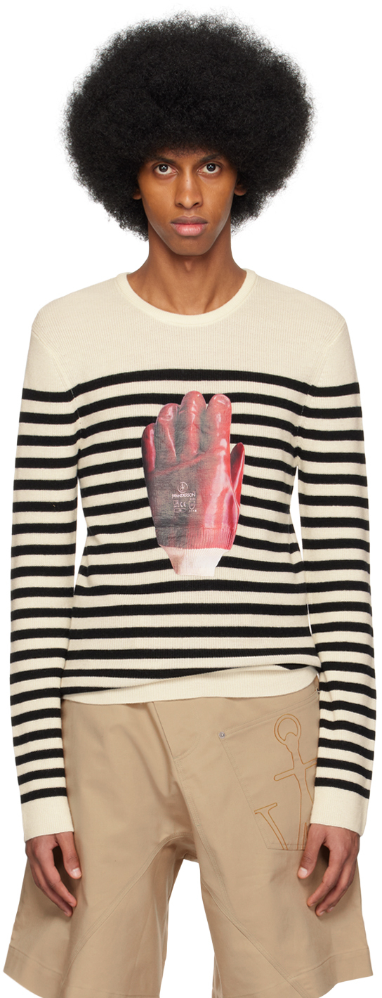 JW Anderson Off-White Striped Glove Sweater