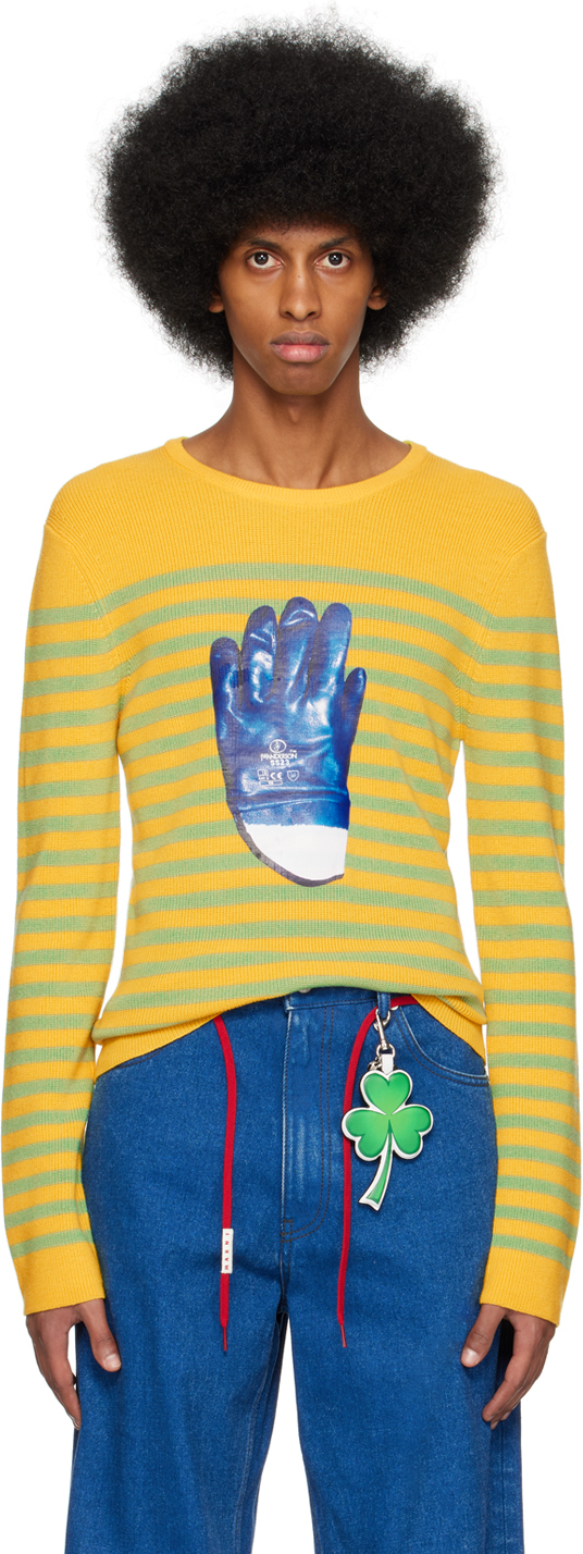 JW Anderson: Yellow Striped Glove Sweater | SSENSE