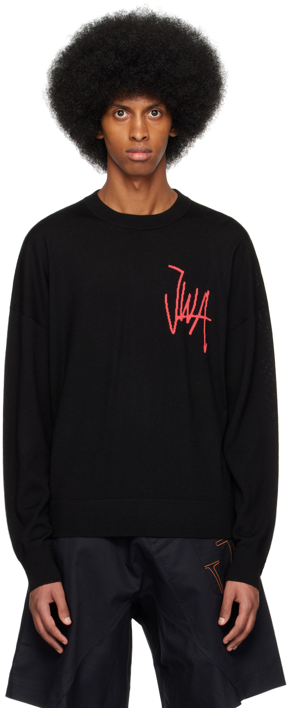 Shop Jw Anderson Black 'jwa' Sweater In 941 Black/pink