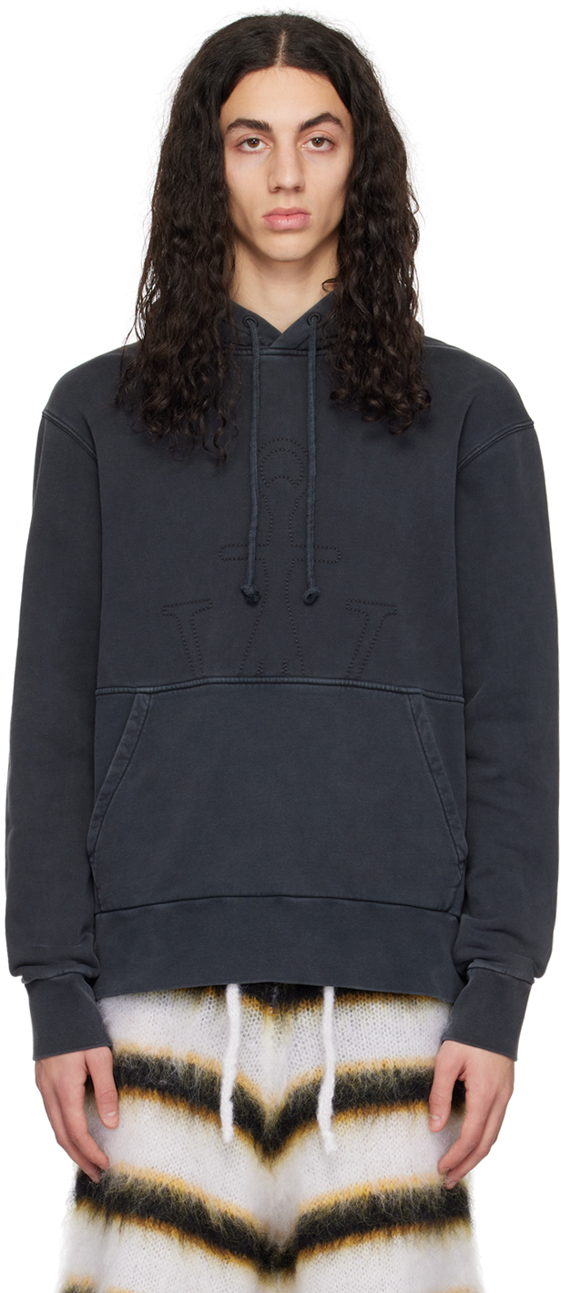 JW Anderson Black Embroidered Hoodie