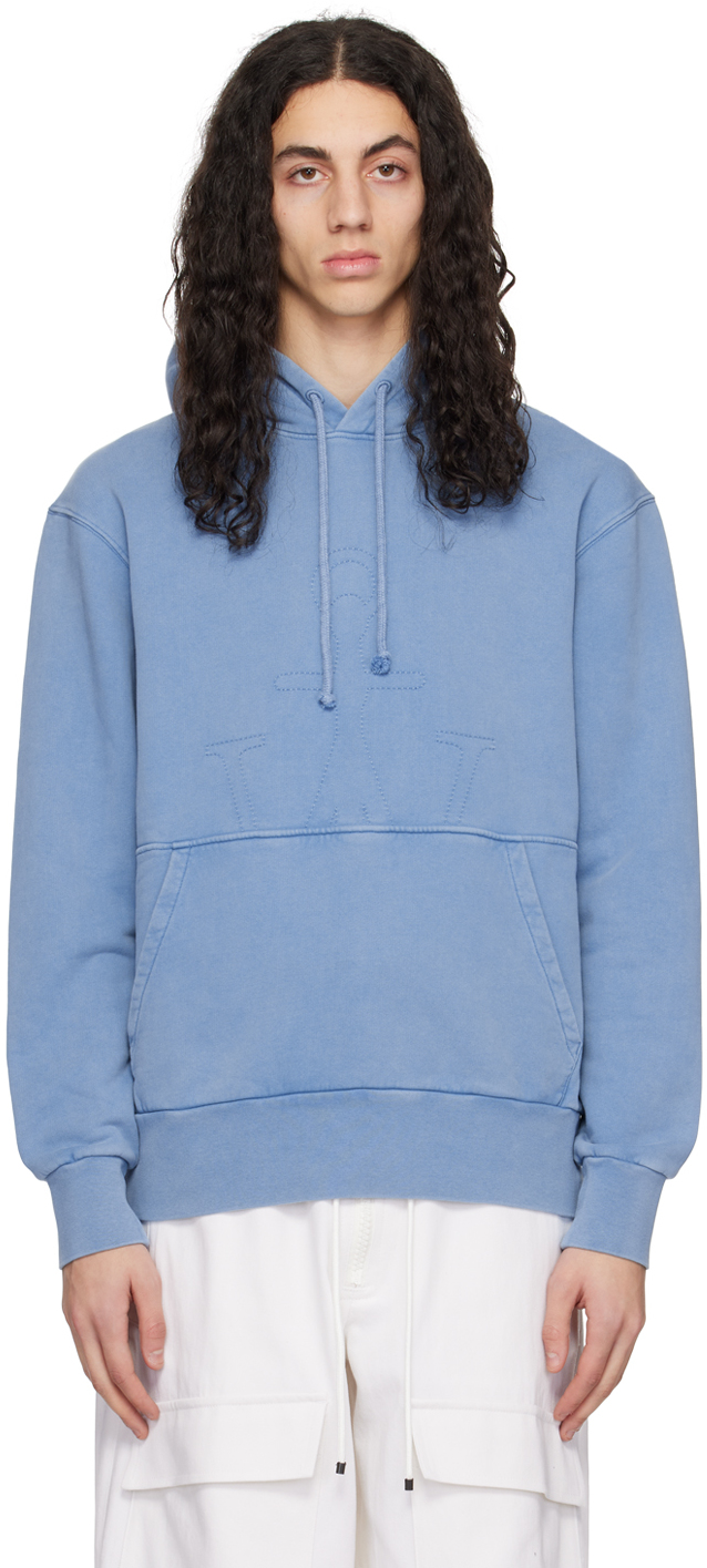 JW ANDERSON BLUE EMBROIDERED HOODIE