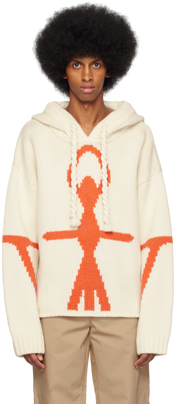 Jw Anderson Anchor Logo-detail Hoodie In 029 White/orange