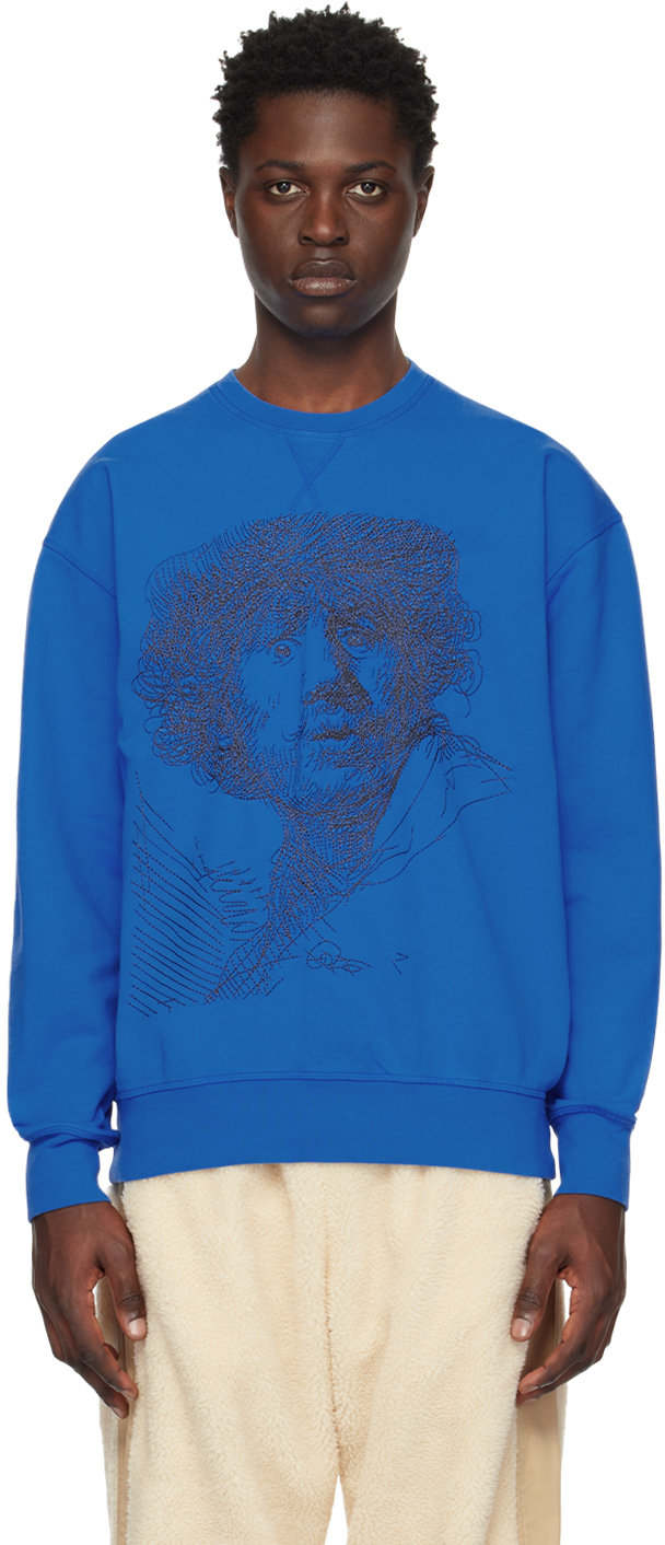 Shop Jw Anderson Blue Embroidered Sweatshirt In 800 Blue