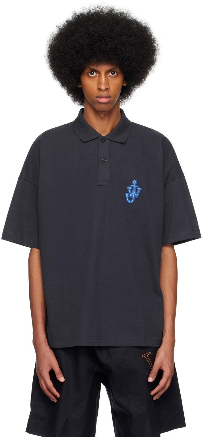 Jw Anderson Anchor Polo Shirt In Black