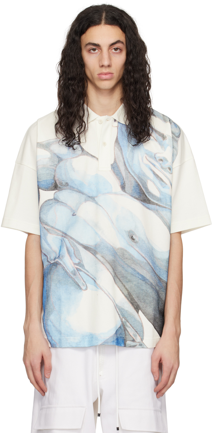 Shop Jw Anderson Off-white Printed Polo In 002 Off White