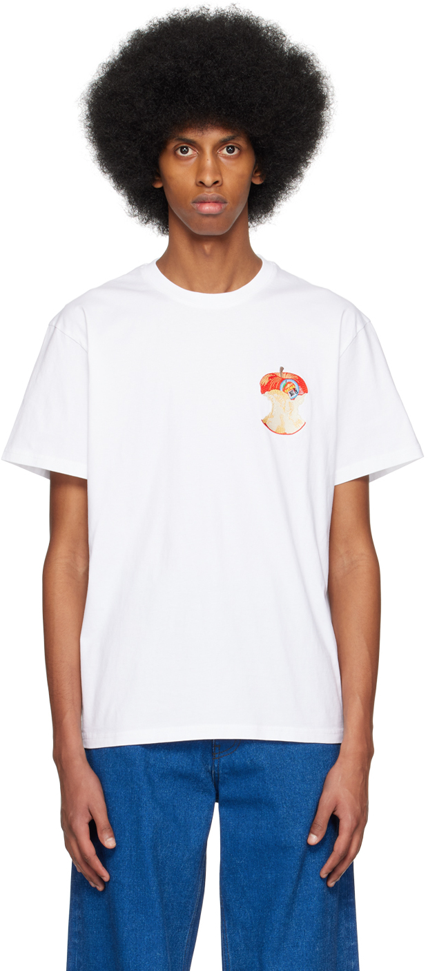 Shop Jw Anderson White Apple Core T-shirt In 001 White