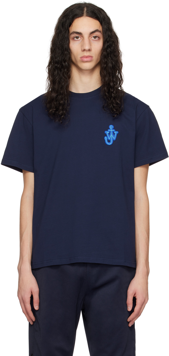 Shop Jw Anderson Navy Anchor Patch T-shirt In 888 Navy