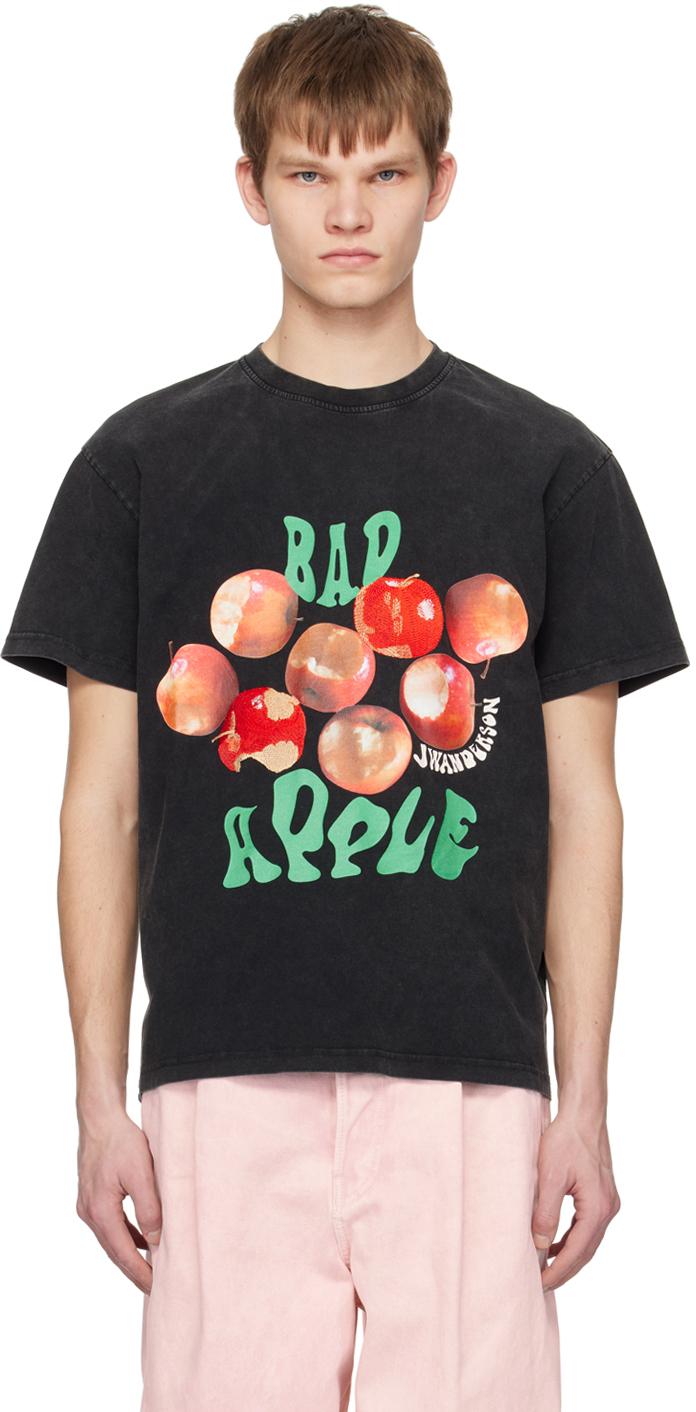 Mindre Kantine Napier Gray 'Bad Apple' Oversized T-Shirt by JW Anderson on Sale