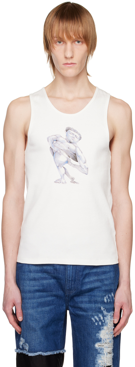 Shop Jw Anderson White Printed Tank Top In 001 White