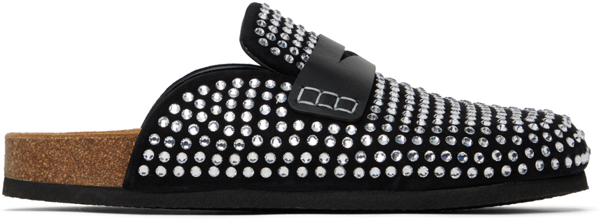 Shop Jw Anderson Black Crystal Loafers In 17060-001- Black