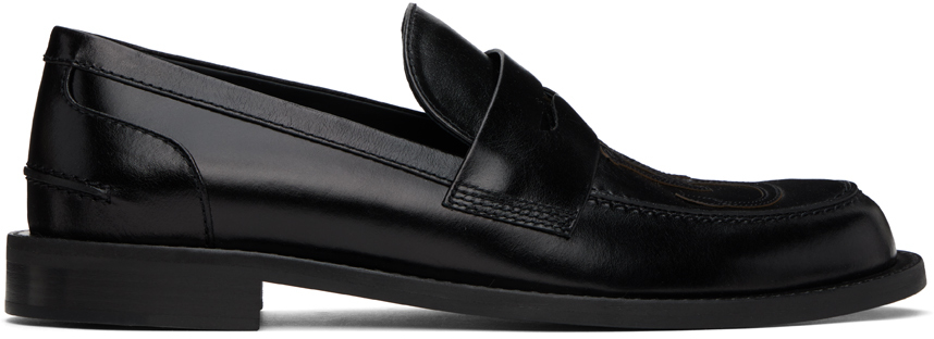 JW ANDERSON BLACK LEATHER MOCCASIN LOAFERS