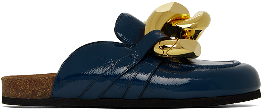 Jw Anderson Blue Chain Loafers In 17011-410- Navy