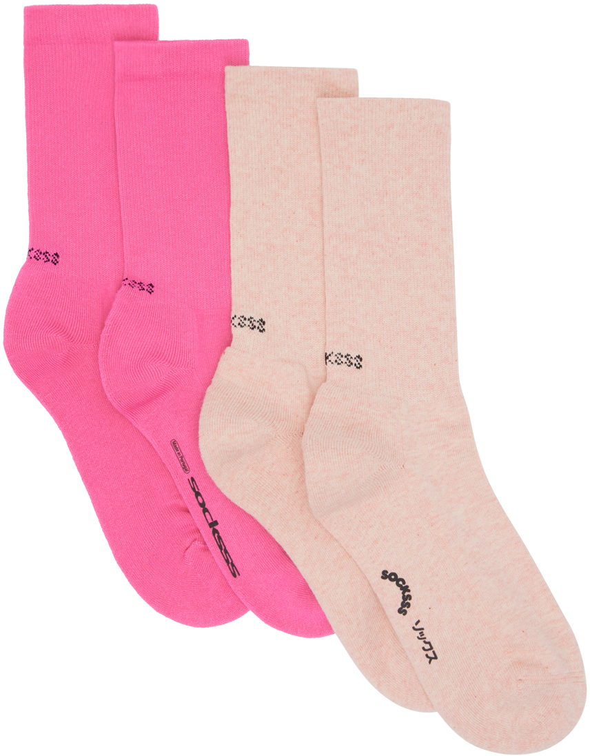 Socksss Two-pack Pink Socks In Bubblegum / Piggy Ba