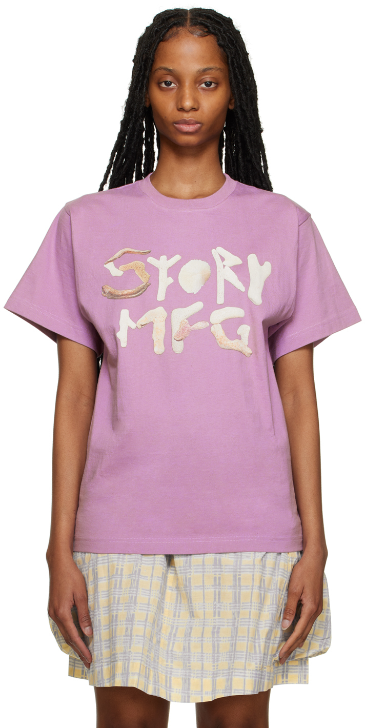 Story Mfg. Purple Grateful T-shirt In Lilac Coral