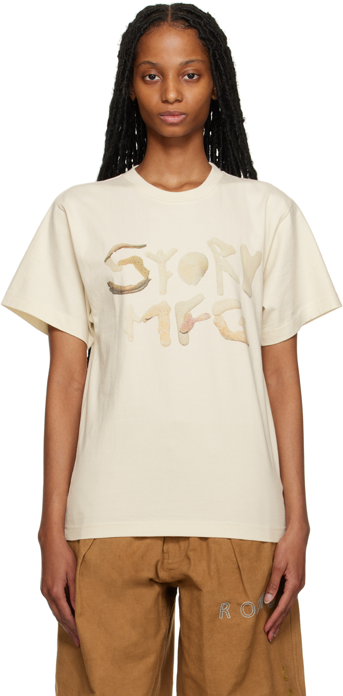 Story Mfg. Off-white Grateful T-shirt In Ecru Coral