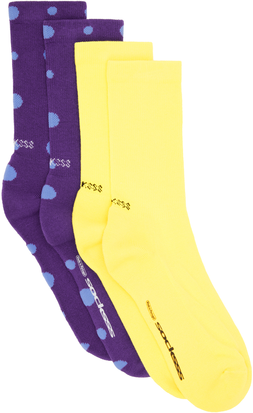 SOCKSSS: Two-Pack Yellow & Purple Socks | SSENSE Canada