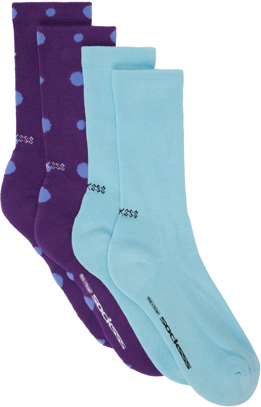SOCKSSS TwoPack Purple & Blue Rain Socks SSENSE