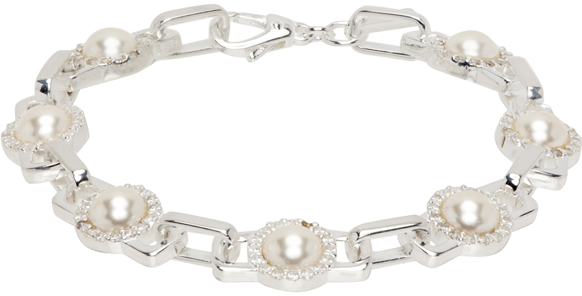 Hatton Labs SSENSE Exclusive Silver Pearl Romeo Link Bracelet