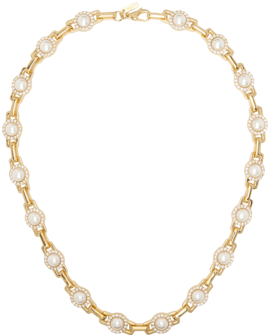 Hatton Labs Ssense Exclusive Gold Pearl Romeo Link Necklace In White/gold