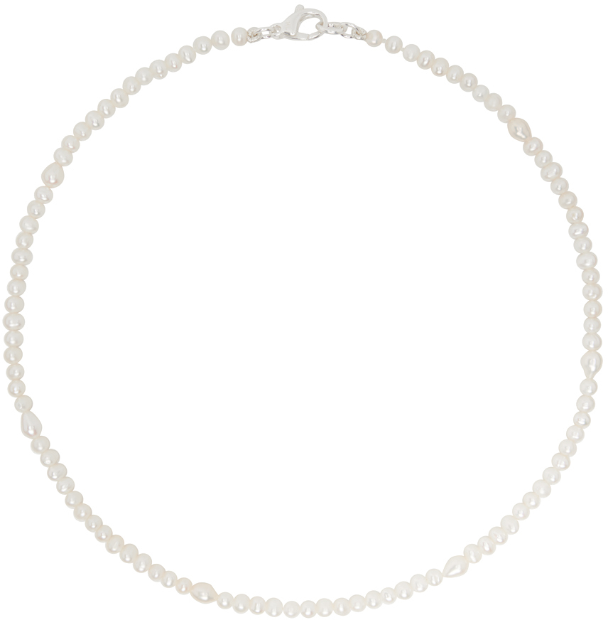 Hatton Labs SSENSE UK Exclusive White Pearl Droplet Necklace SSENSE