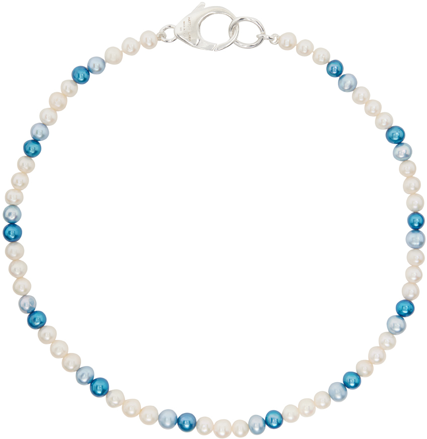 Hatton Labs SSENSE Exclusive White & Blue Pearl Necklace