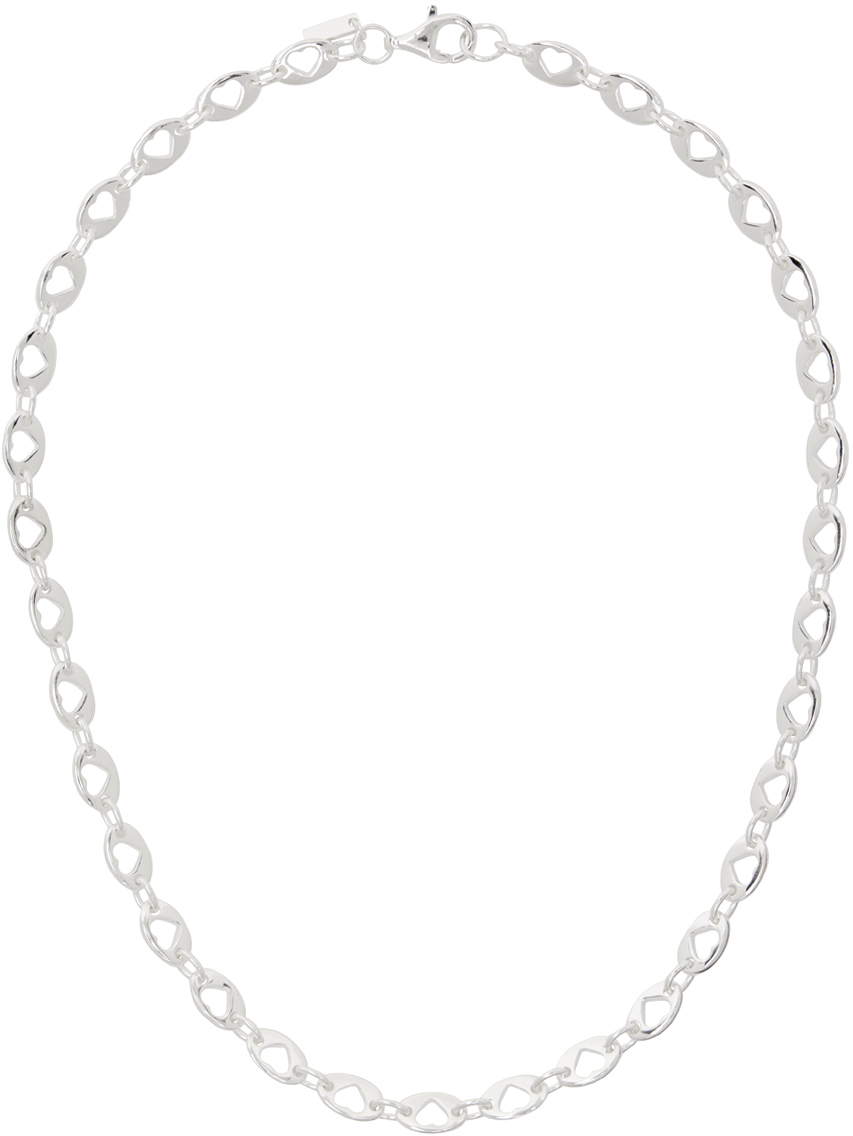 Hatton Labs Silver Heart Mariner Chain Necklace In Sterling Silver