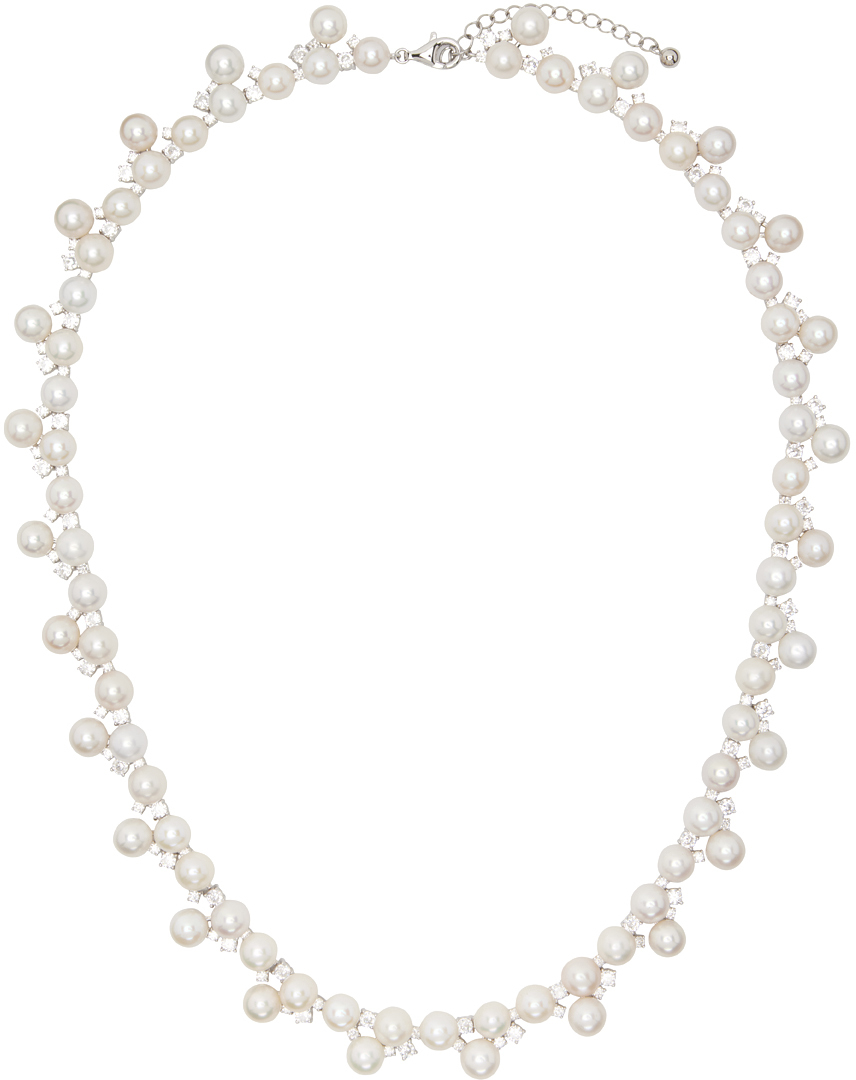 Hatton Labs White Pearl Diamond Tennis Chain Necklace SSENSE UK