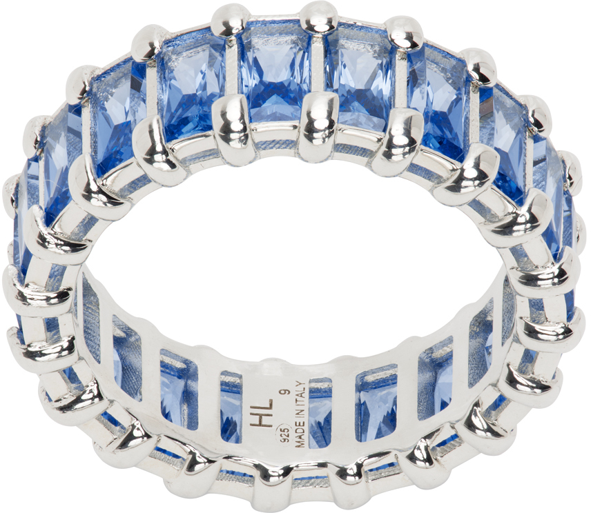 SSENSE Exclusive Silver & Blue Baguette Eternity Ring