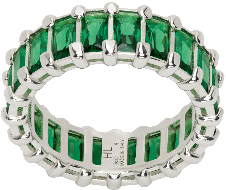 Silver & Green Baguette Eternity Ring