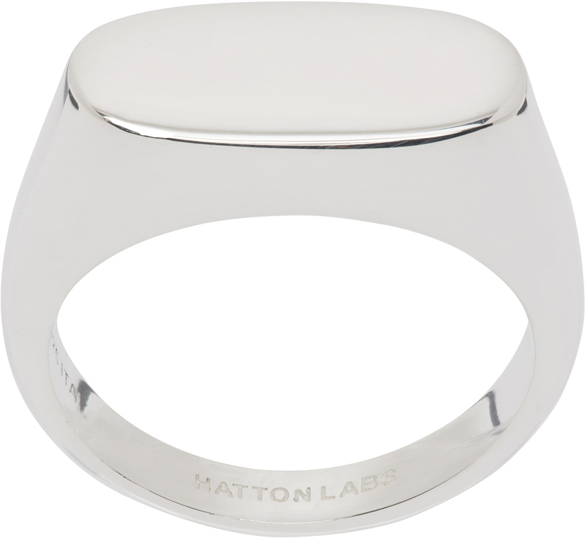 Hatton Labs Silver Squashed Signet Ring In Sterling Silver