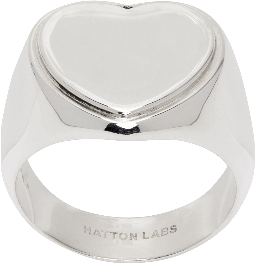Hatton Labs Silver Heart Signet Ring In Sterling Silver