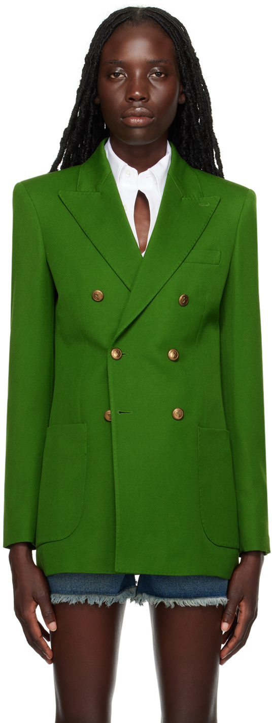 Shop Ami Alexandre Mattiussi Green Double-breasted Blazer In 311 Vert Sapin