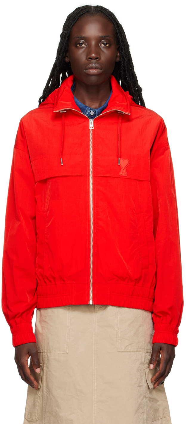 Ami Alexandre Mattiussi Red Patch Jacket In 681 Scarlet Red