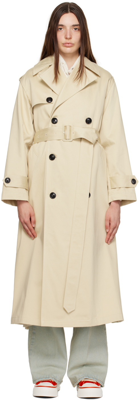 Ami Alexandre Mattiussi Belted Double-breasted Trench Coat In Neutrals