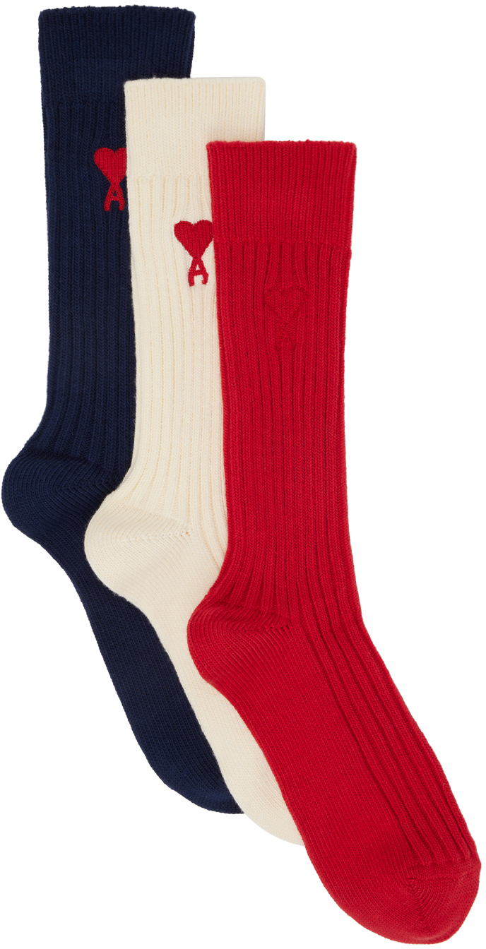 Three-Pack Multicolor Ami de Caur Socks