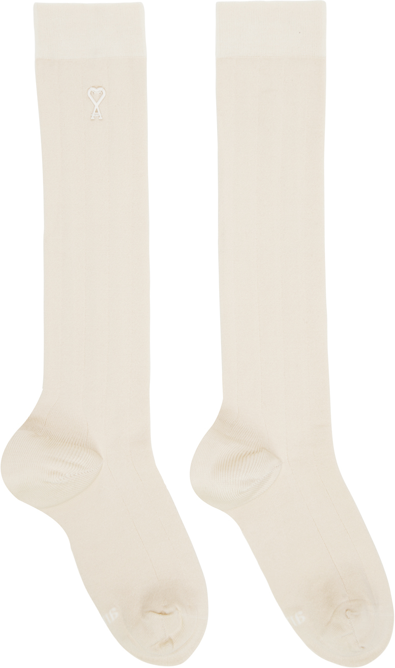 Ami Alexandre Mattiussi Off-white Silk Socks In 150 Off-white