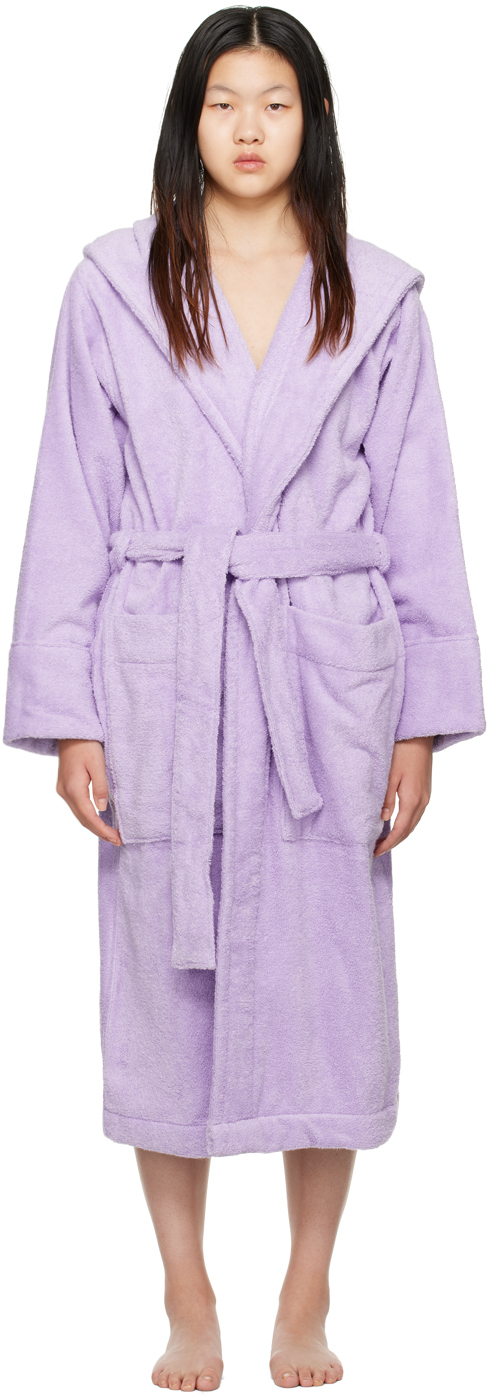 Tekla Purple Oversized Hooded Bathrobe