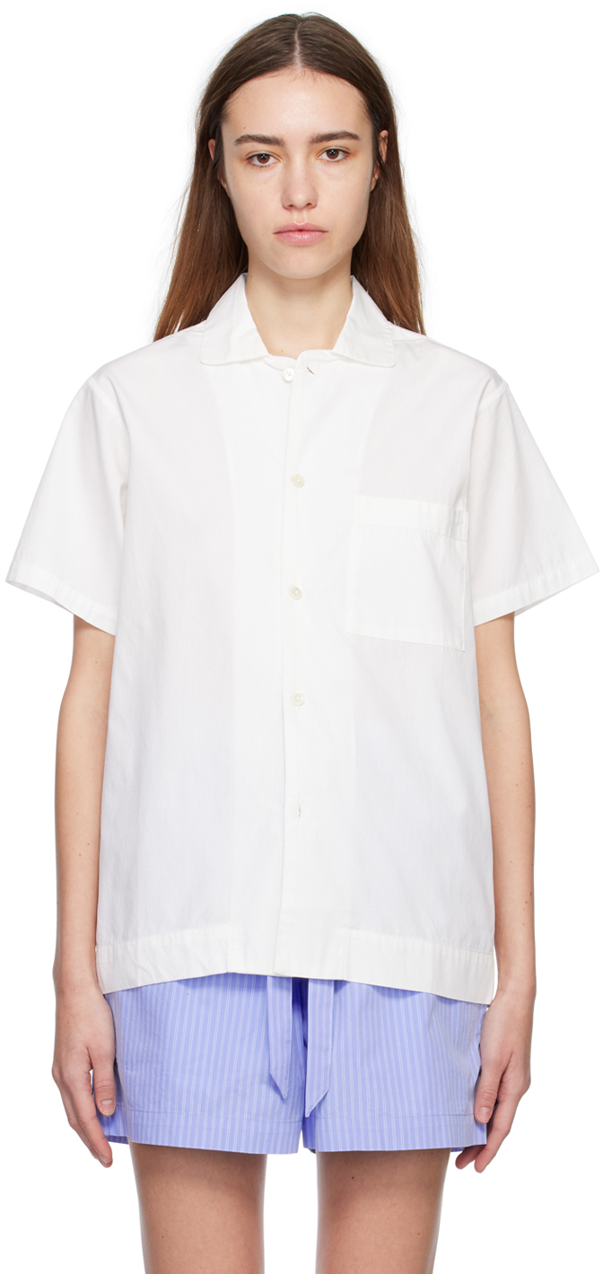 Tekla White Oversized Pyjama Shirt