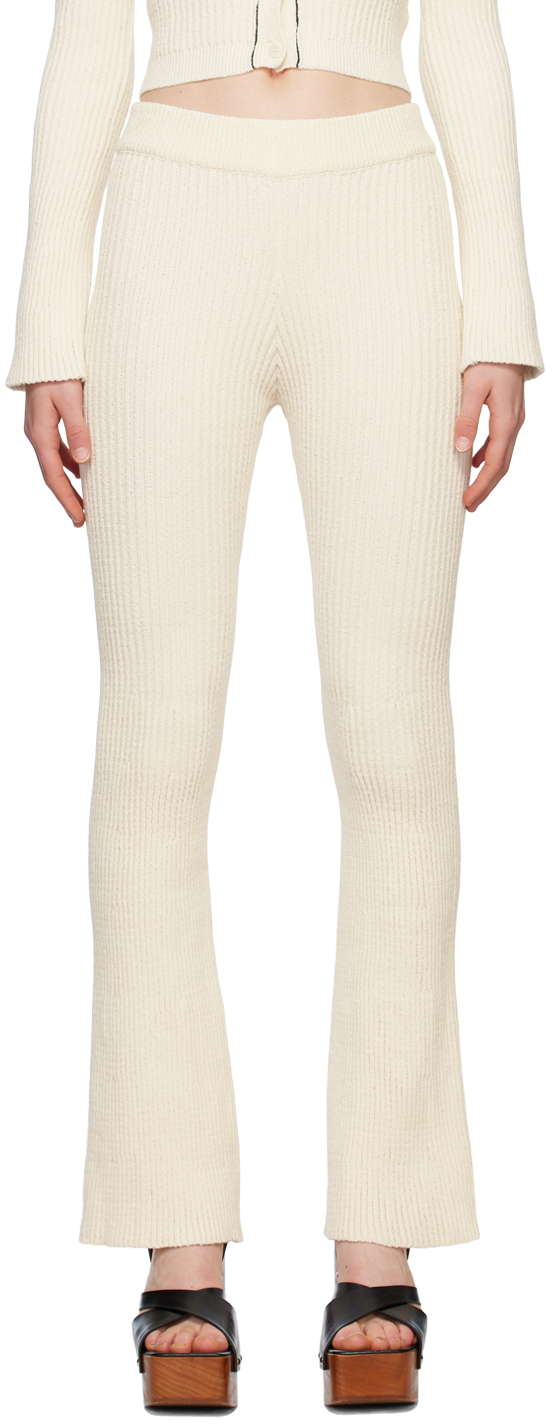 Ami Alexandre Mattiussi Off-white Rib Lounge Pants In 168 Natural White