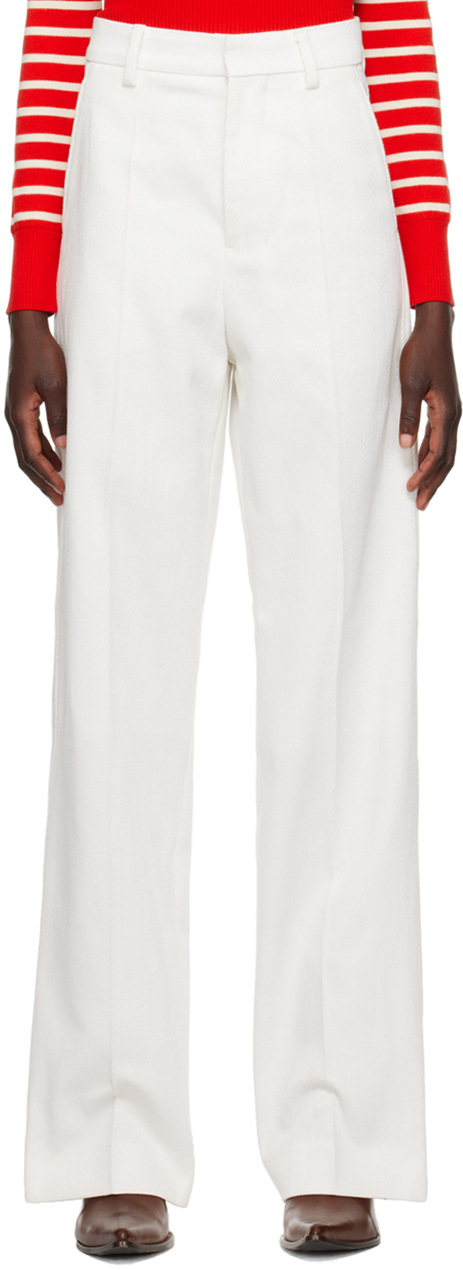 Ami Alexandre Mattiussi Large Fit Trousers White Unisex In 168 Blanc Naturel