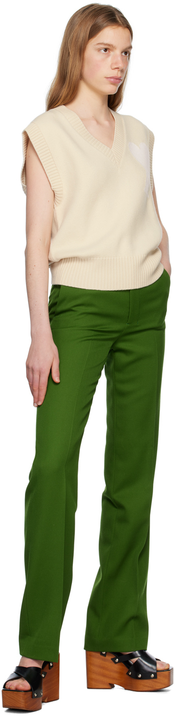 Ami Alexandre Mattiussi Wide-leg Virgin Wool Pants In 311 Vert Sapin