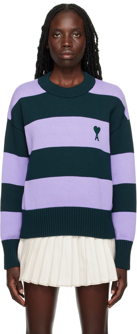 SSENSE Exclusive Purple & Green Ami de Caur Sweater