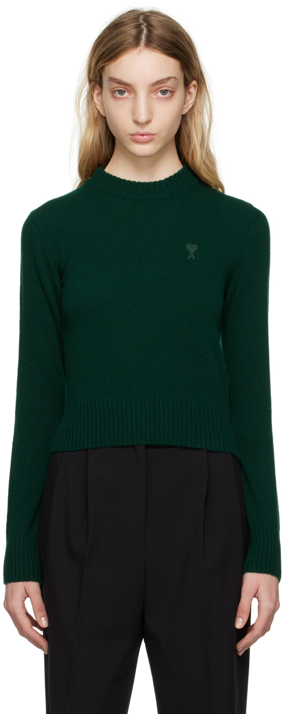 Ami Alexandre Mattiussi Ssense Exclusive Green Ami De Cœur Sweater In 306 Dark Cedar