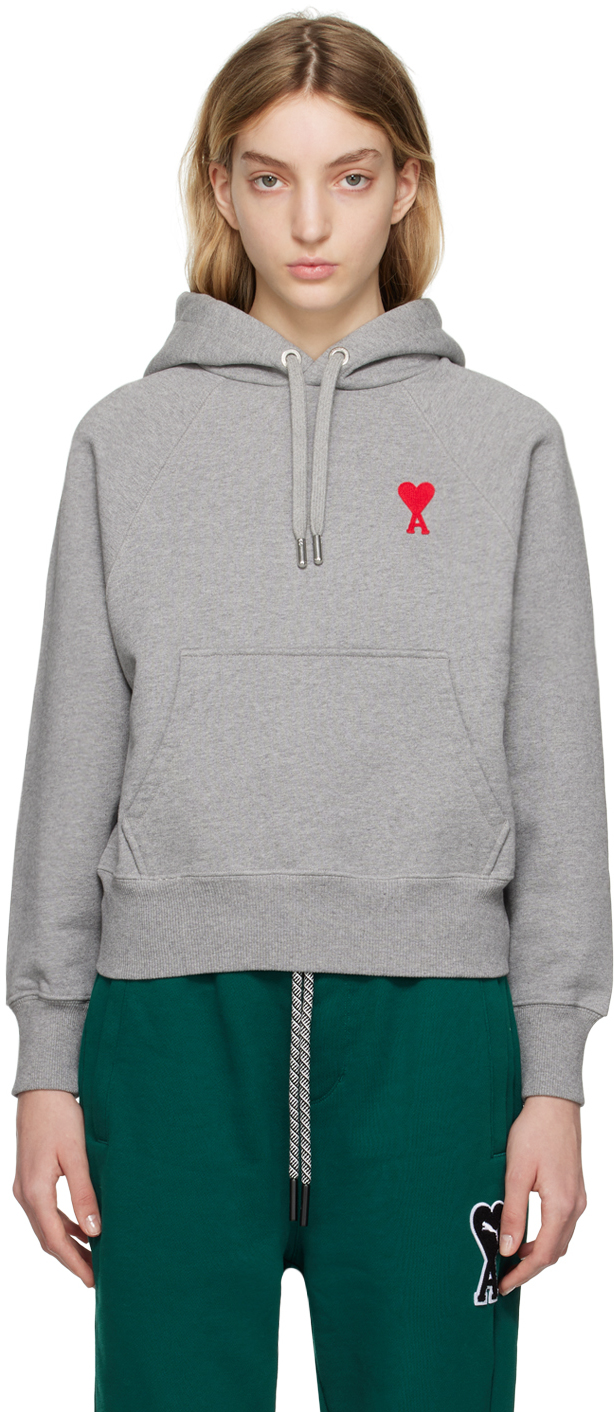 AMI ALEXANDRE MATTIUSSI GRAY AMI DE CŒUR HOODIE