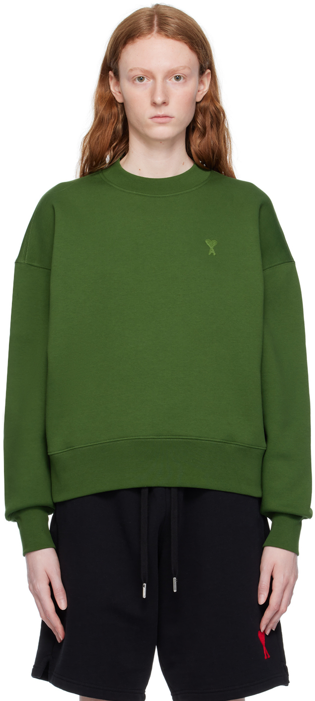 Green Ami de Coeur Sweatshirt by AMI Paris on Sale